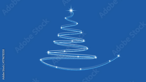 White Christmas Tree Blue Background