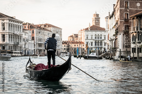 Italian street on water, Beautiful nooks in Venice, Night view of canal in venice, Man on gondola in Venice, Young man in boat carrying tourists in Italy, Venetian taxi on water