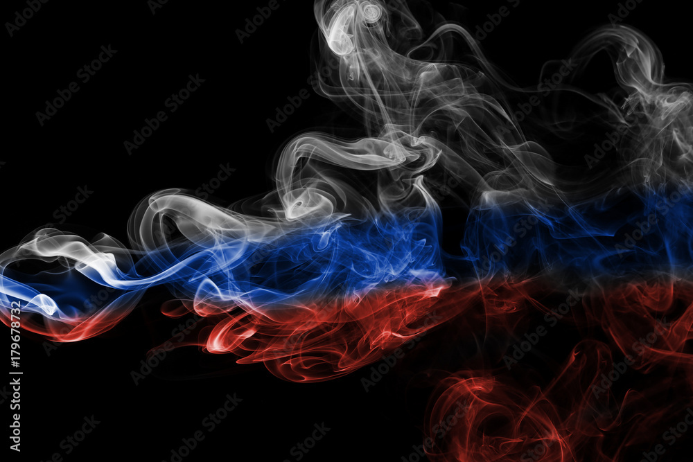 Russia flag smoke