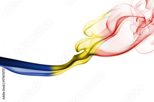Romania flag smoke