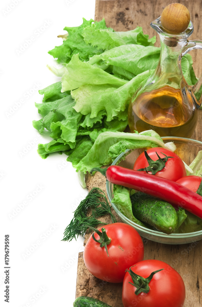 Set vegetable and jug of vegetable oil isolated Set vegetable and jug of vegetable oil isolated