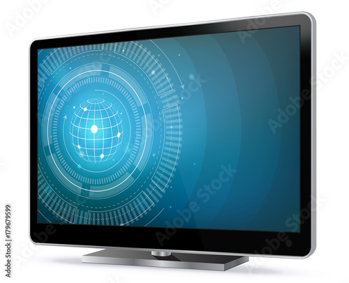 TV Screen With Technology Wallpaper Vector Illustration isolated on white.
