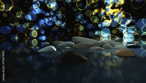 Stones in water, beautiful abstract background, banner