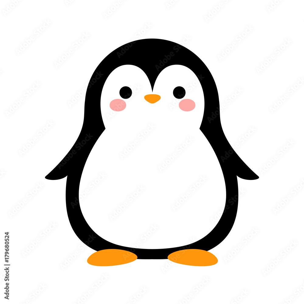 Naklejka premium Ikona kreskówka pingwina, ilustracji wektorowych