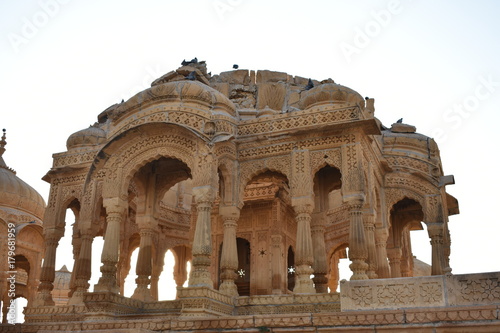 beautiful ancient cenotaphs of rawal kings in bada baagh jaisalmer rajasthan india photo