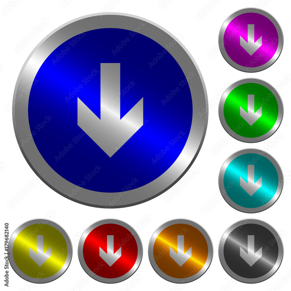 Down arrow luminous coin-like round color buttons Down arrow luminous coin-like round color buttons