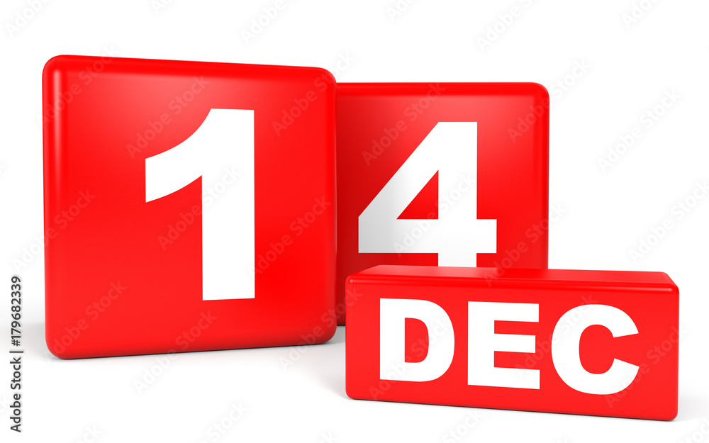 December 14. Calendar on white background. December 14. Calendar on white background.