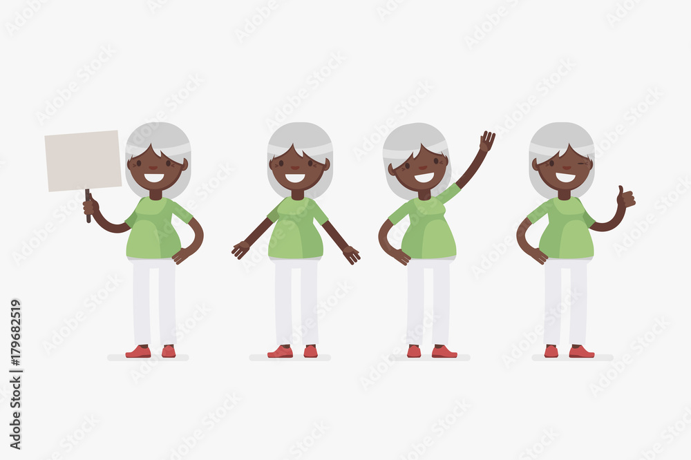 Elderly character set: Vector illustration of senior woman in casual cloth. Elderly character set: Vector illustration of senior woman in casual cloth.