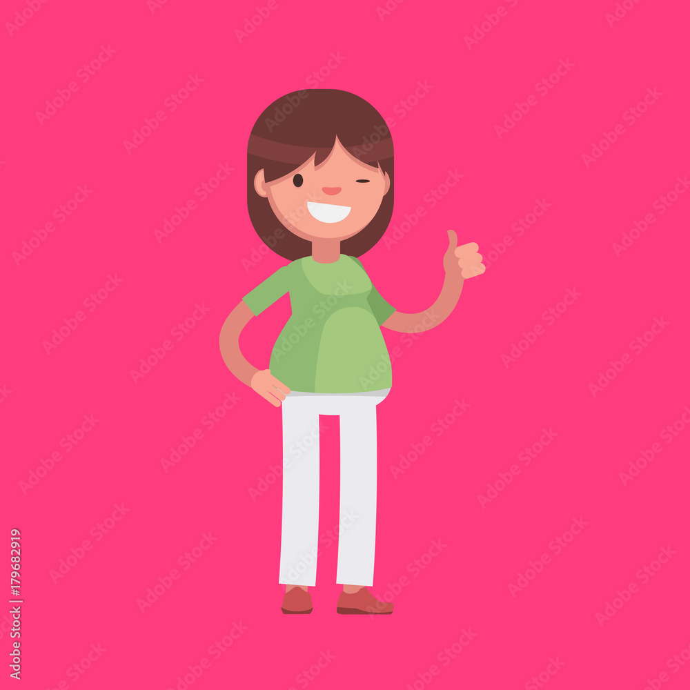 Female character in casual clothes: Vector illustration. Female character in casual clothes: Vector illustration.
