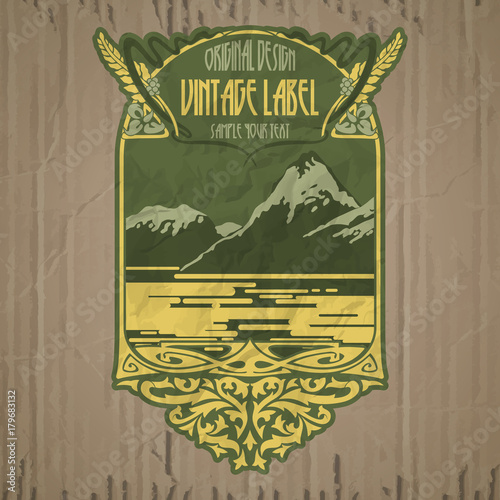 vector vintage items: label Art Nouveau