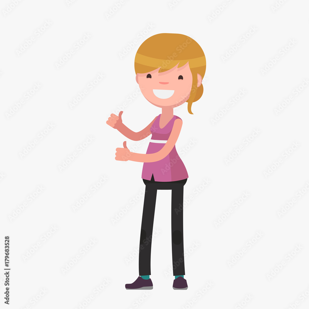 Female character in casual clothes: Vector illustration. Female character in casual clothes: Vector illustration.
