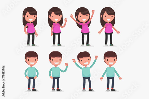 Cute little kids vector illustration