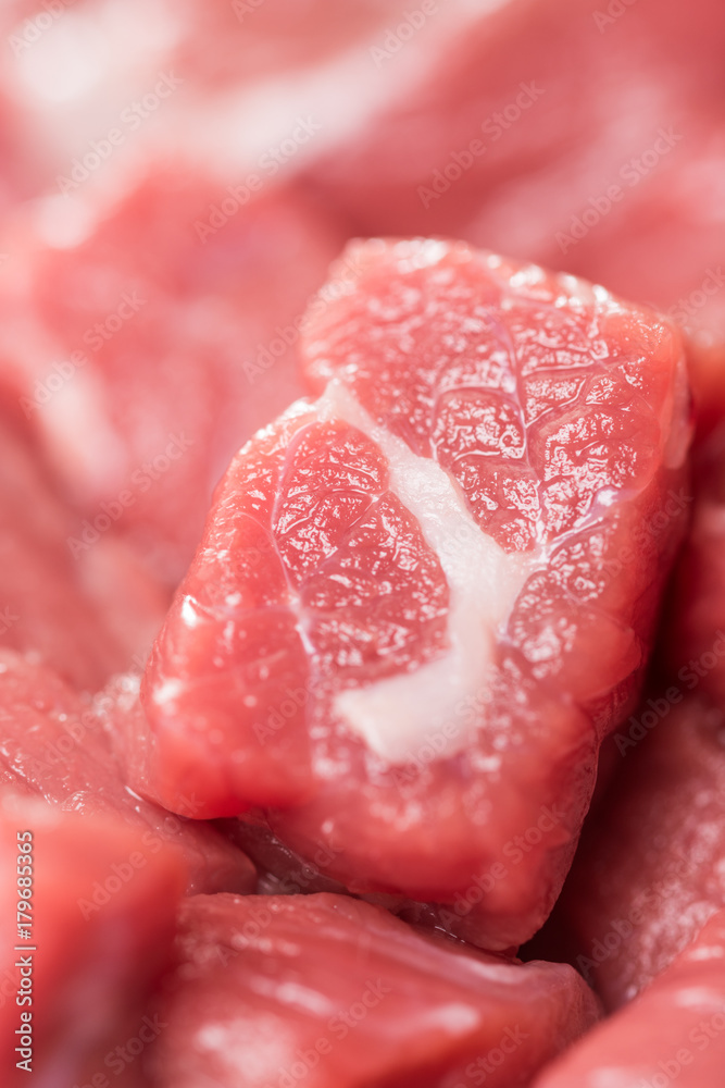 Extreme macro of chopped raw beef steak meat Extreme macro of chopped raw beef steak meat