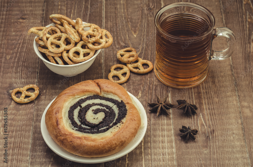 pastries in white ware and tea/pastries in white ware and tea. Top view pastries in white ware and tea/pastries in white ware and tea. Top view