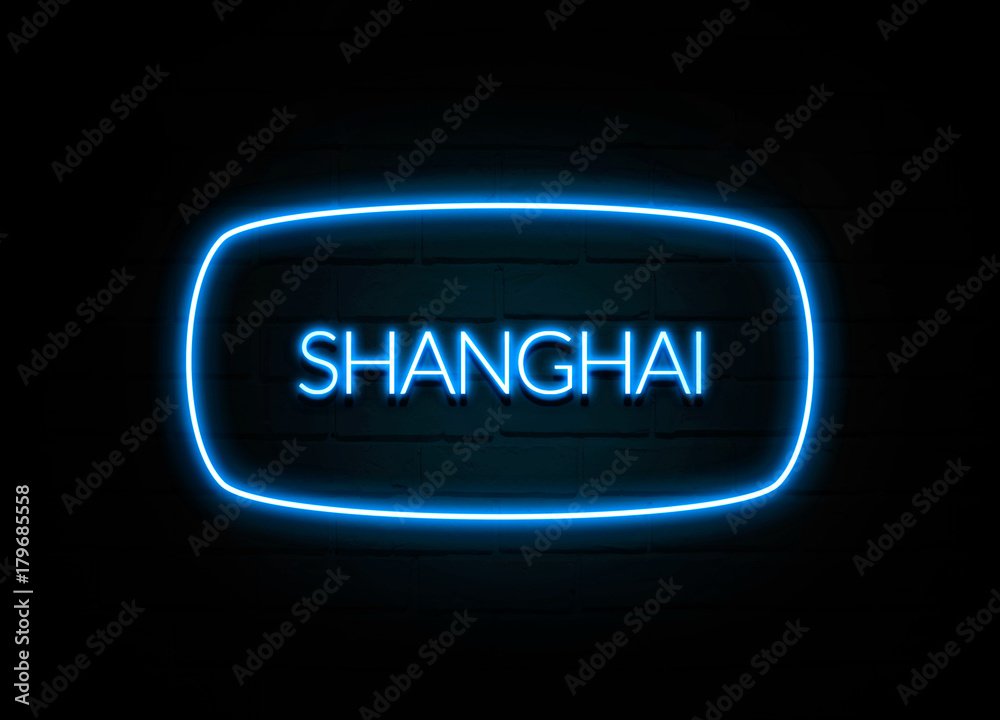Shanghai   - colorful Neon Sign on brickwall