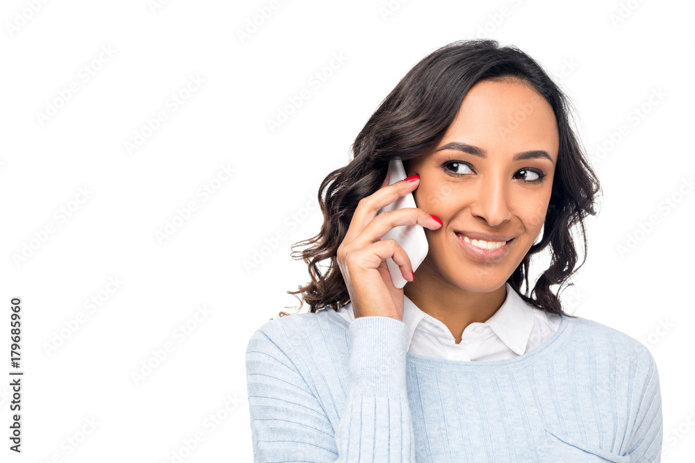 african american woman talking on smartphone african american woman talking on smartphone