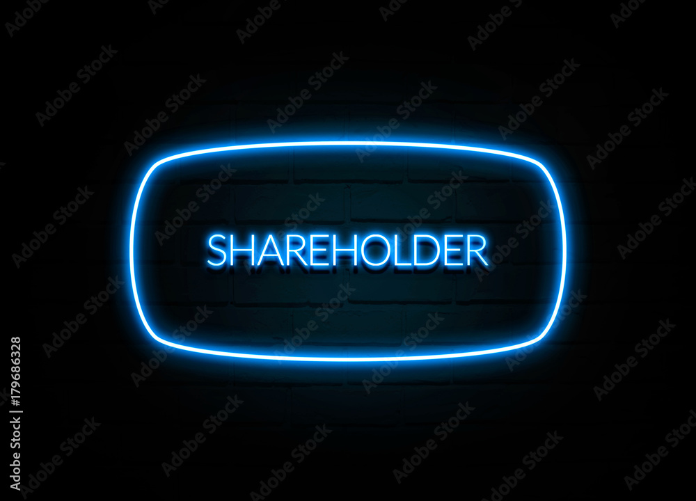 Shareholder - colorful Neon Sign on brickwall Shareholder - colorful Neon Sign on brickwall