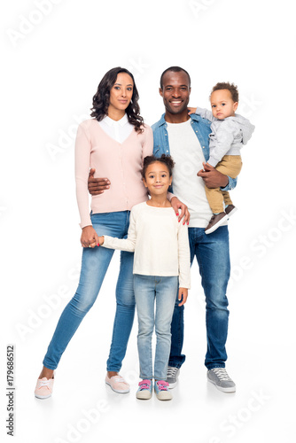 happy african american family with two kids