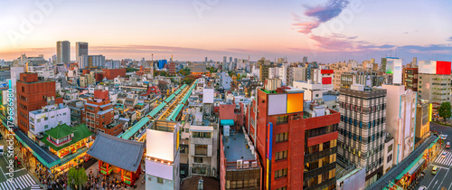 Photography Top view of Asakusa area in Tokyo Japan