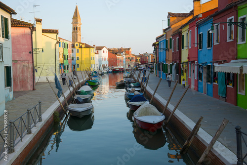 Evening on the colorful Burano island. Venice, Italy