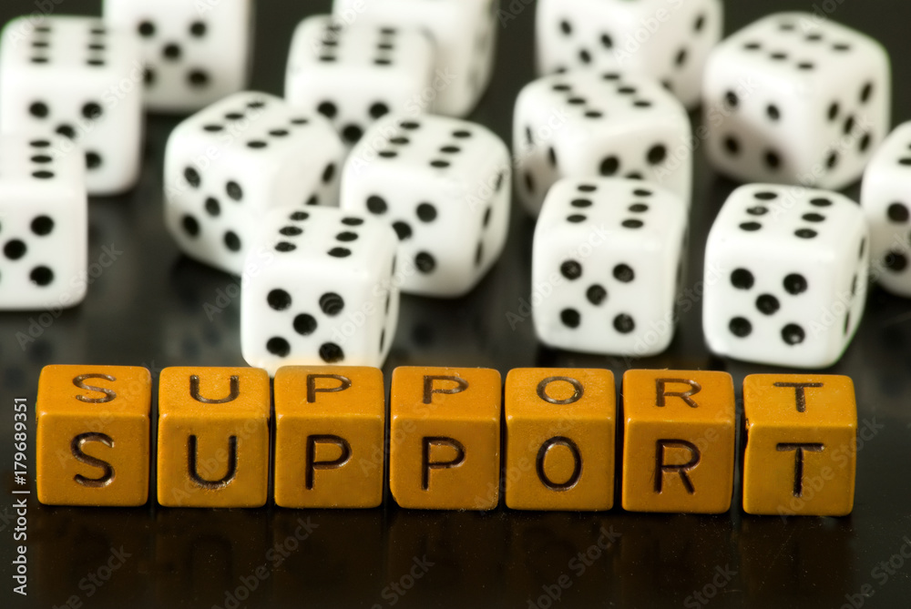 image cubes with the word support close-up