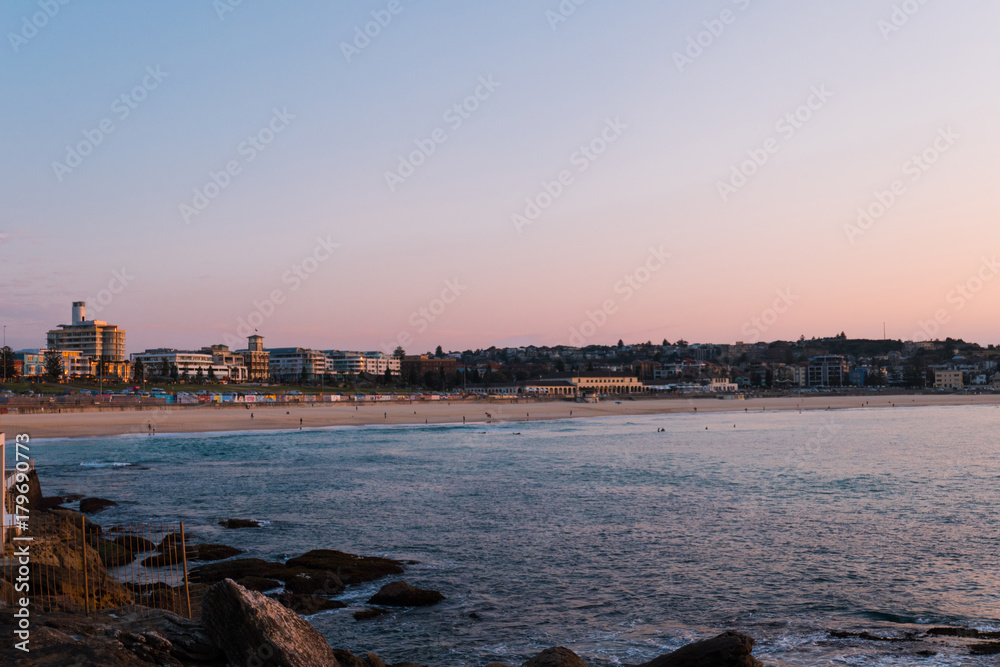 Bondi beach view in the morning with clear sky.