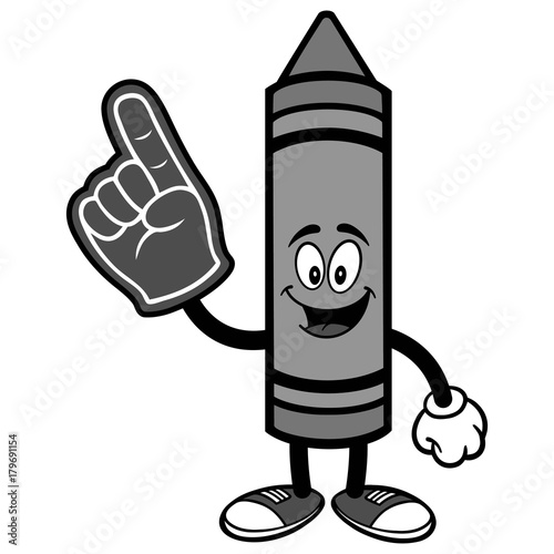 Crayon with Foam Finger Illustration