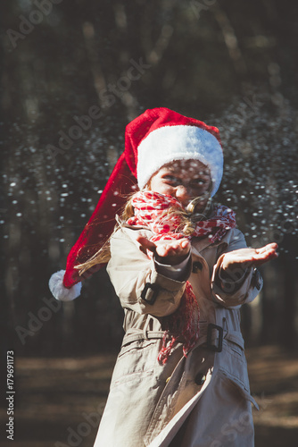 little girl with Santa Claus Hat