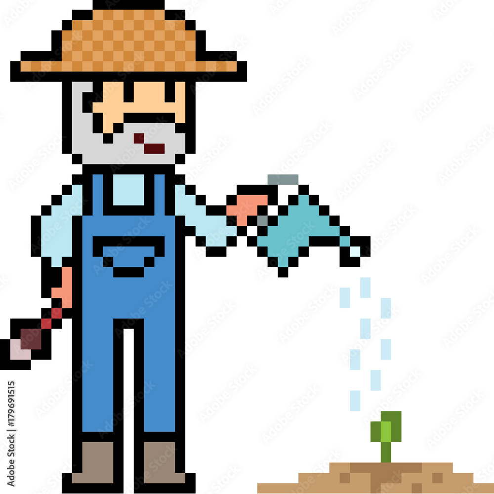 Fototapeta premium vector pixel art gardener