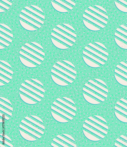 seamless vector background of striped circles in 80s style.