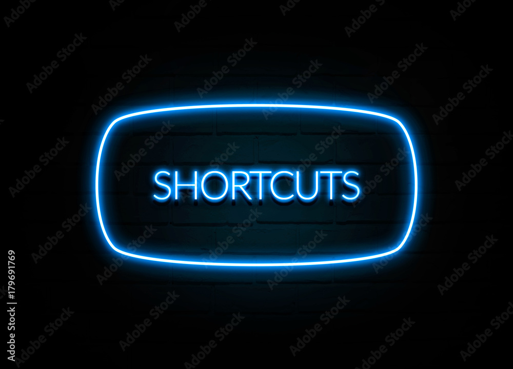 Shortcuts  - colorful Neon Sign on brickwall