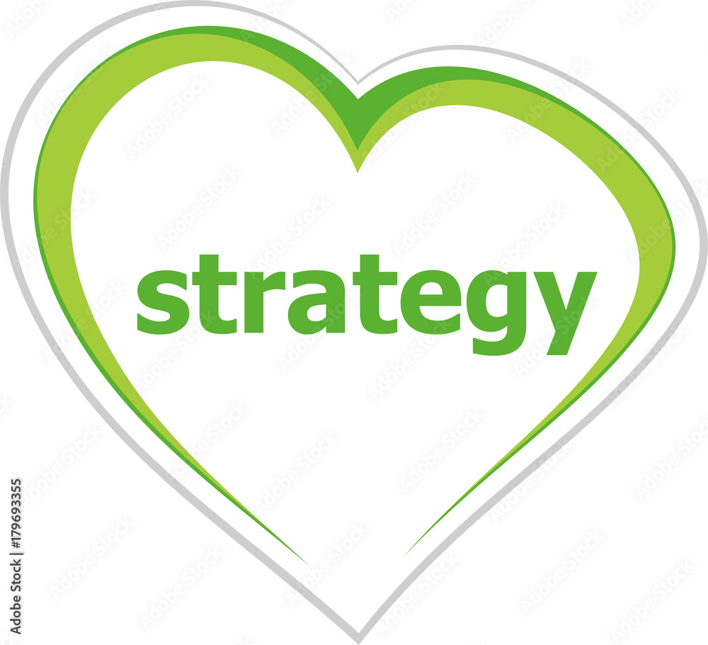 marketing concept, strategy word on love heart