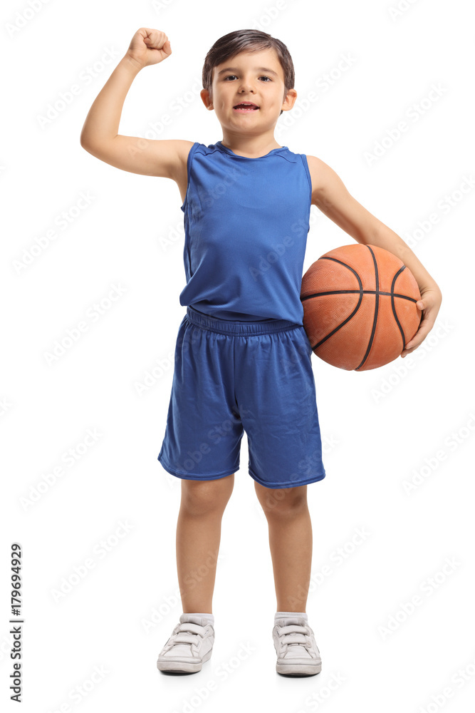 Little basketball player gesturing success Little basketball player gesturing success