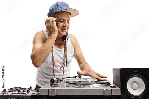 DJ playing music on a turntable
