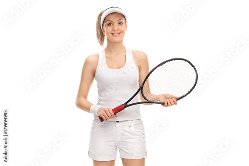 Female tennis player with a racket © Ljupco Smokovski
