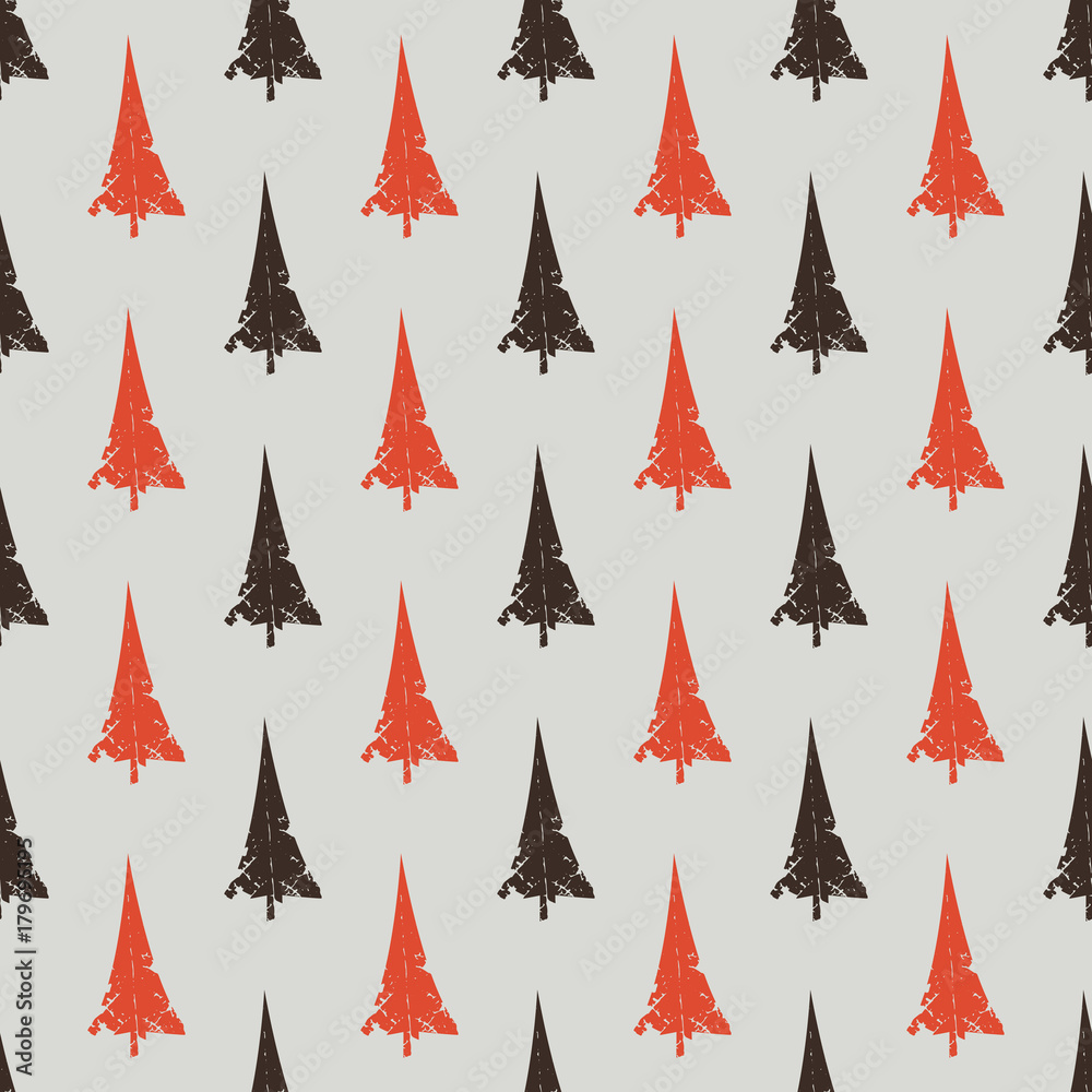 Obraz premium abstract art vector background. Christmas tree seamless pattern in modern geometry style.
