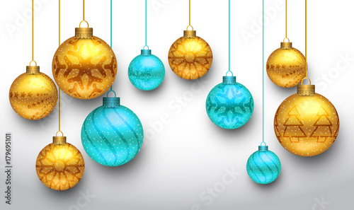  Christmas balls background. Set of Christmas balls.