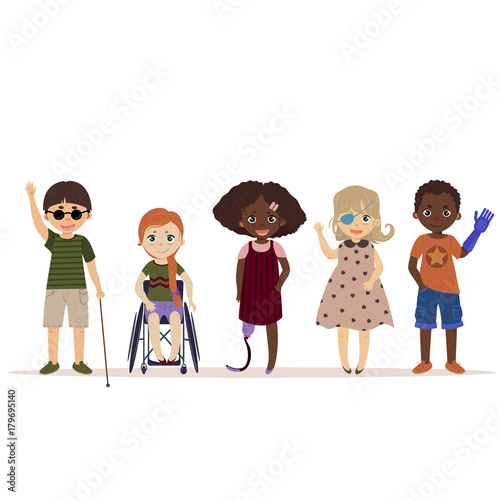 Special needs children. Children with disabilities photo