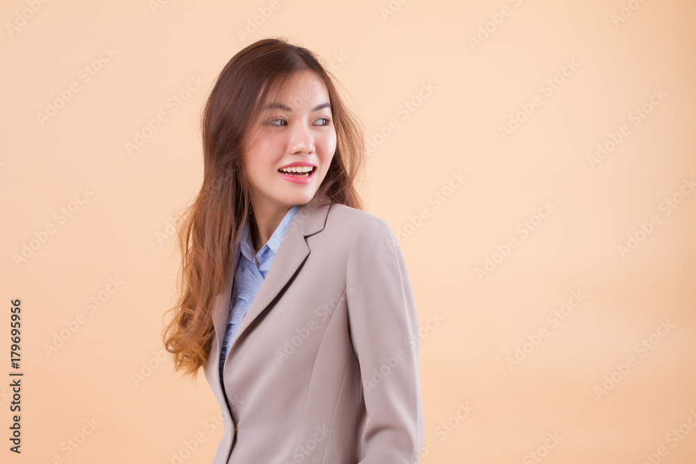Fototapeta premium happy business woman looking away