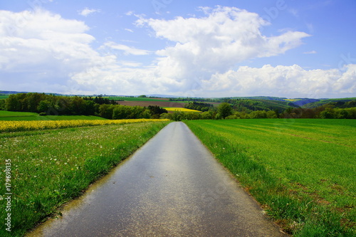 Obraz na płótnie Frühlingslandschaft mit Feldweg bei Raversbeuren im Hunsrück