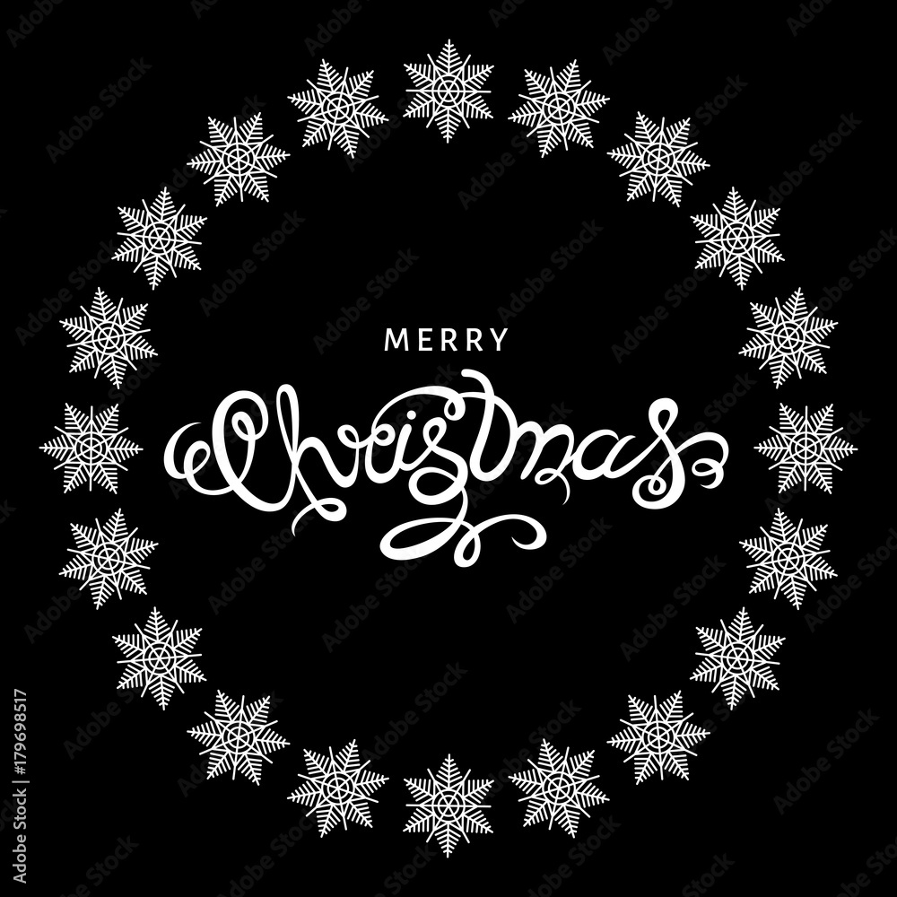 Xmas hand lettering on black  background.