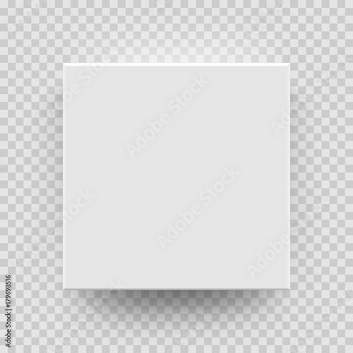 White box mock up model 3D top view with shadow. Vector isolated blank cardboard open or white paper matchbook container box package template on transparent background photo