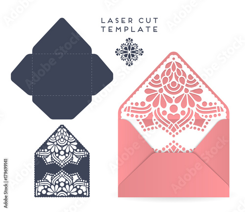 Vector wedding card laser cut template