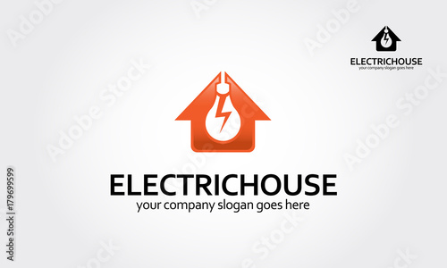 Electric House Vector Logo Template. Home Idea Logo is an excellent logo template suitable for your company. Lighting bulb shaped smart home sign icon, smart house logo vector  on white background.