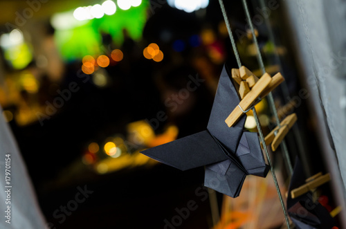 black origami butterfly on the clothespin photo