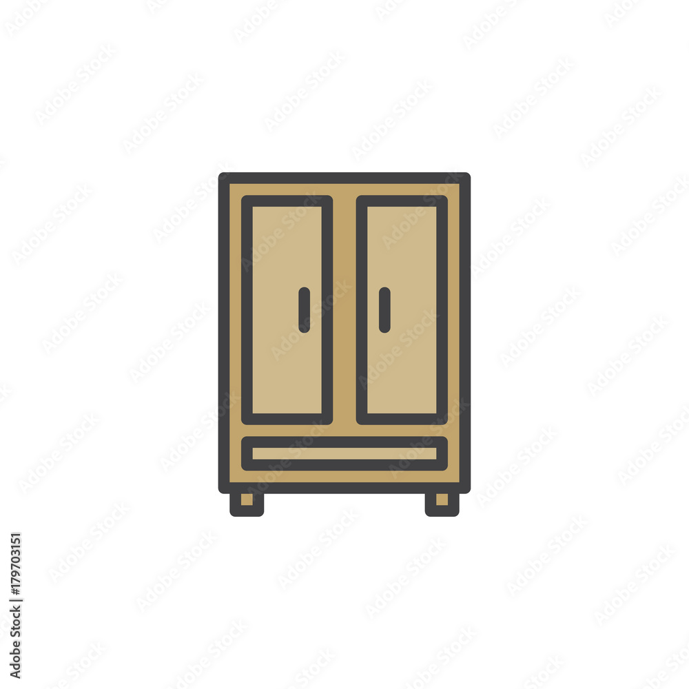 Clothing cupboard filled outline icon, line vector sign, linear colorful pictogram isolated on white. Symbol, logo illustration. Pixel perfect vector graphics Clothing cupboard filled outline icon, line vector sign, linear colorful pictogram isolated on white. Symbol, logo illustration. Pixel perfect vector graphics