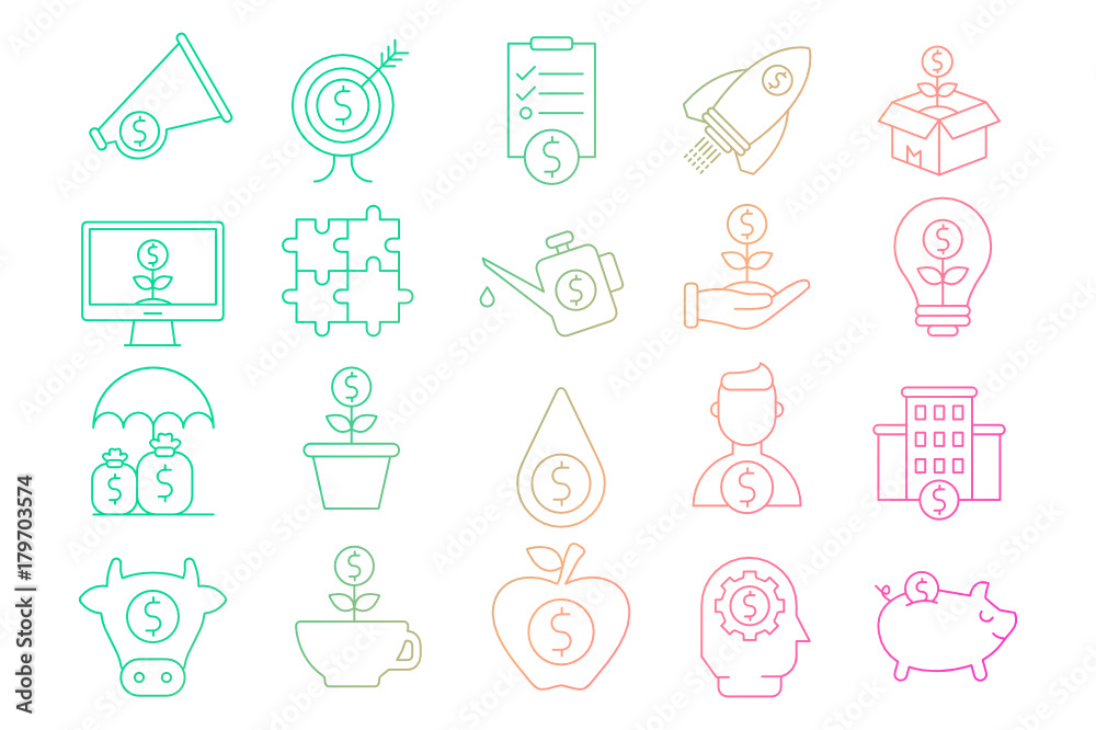 Investments icon collection Investments icon collection