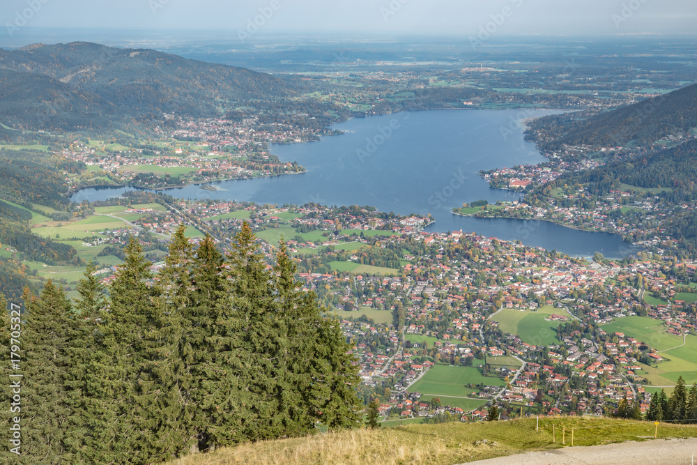 The Tegernsee and its surroundings, seen from the top station of the Wallbergbahn