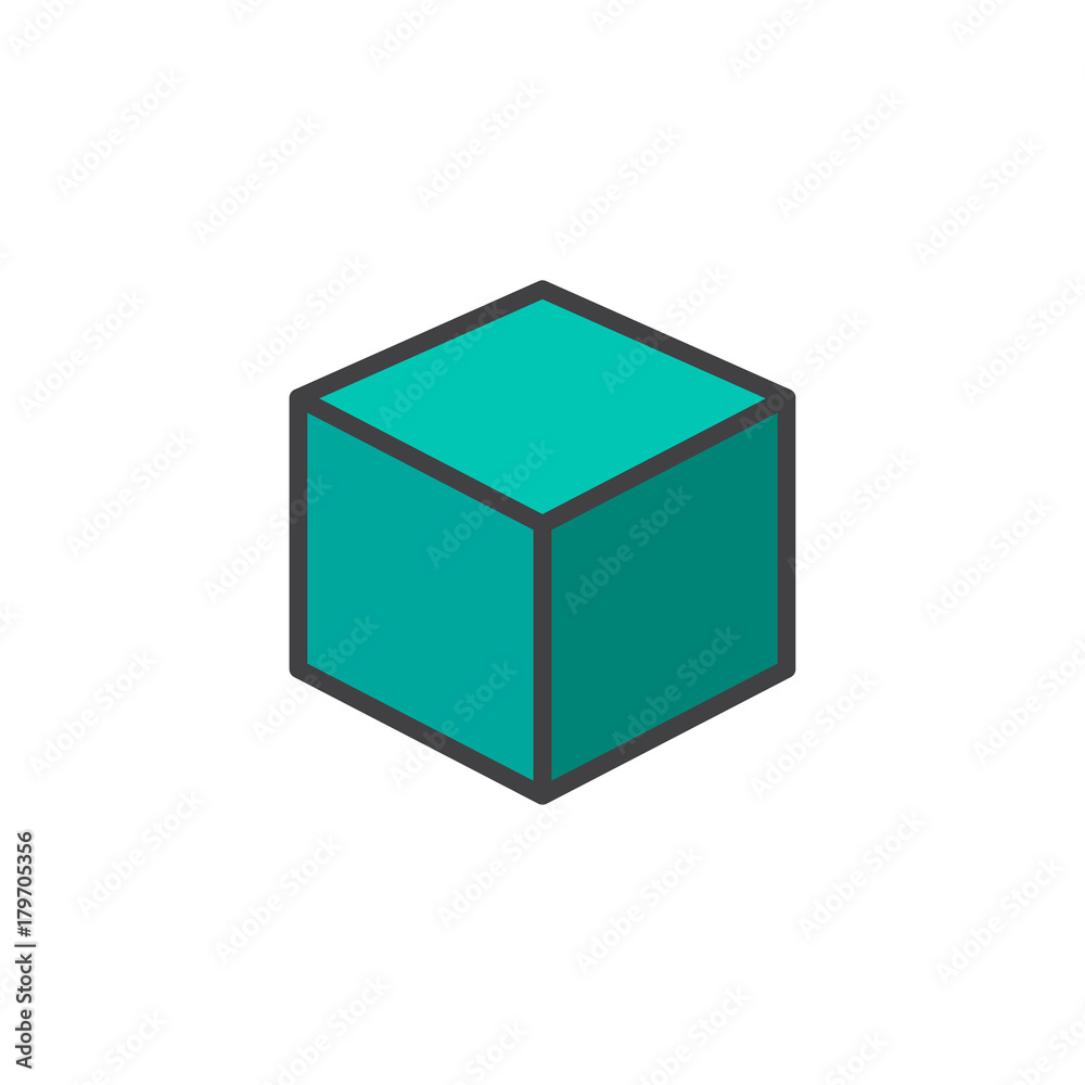 3d Cube filled outline icon, line vector sign, linear colorful pictogram isolated on white. Symbol, logo illustration. Pixel perfect vector graphics 3d Cube filled outline icon, line vector sign, linear colorful pictogram isolated on white. Symbol, logo illustration. Pixel perfect vector graphics