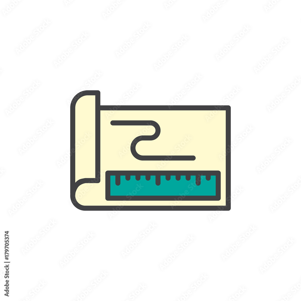 Fototapeta premium Sketch filled outline icon, line vector sign, linear colorful pictogram isolated on white. Symbol, logo illustration. Pixel perfect vector graphics